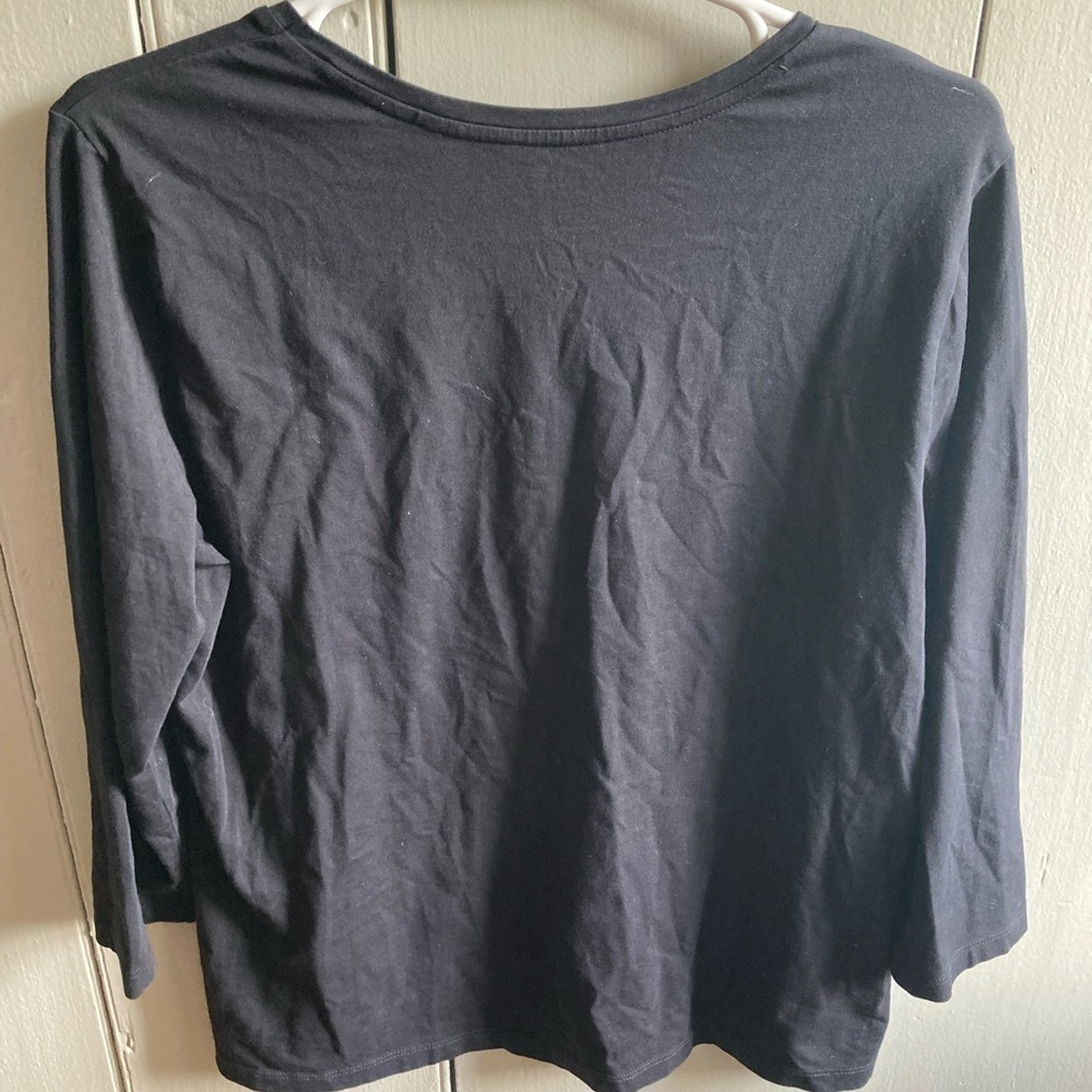 CHICO'S True Color Tees Shirt Size 2 Womens Large Solid Black 3/4 Sleeve - Picture 2 of 7